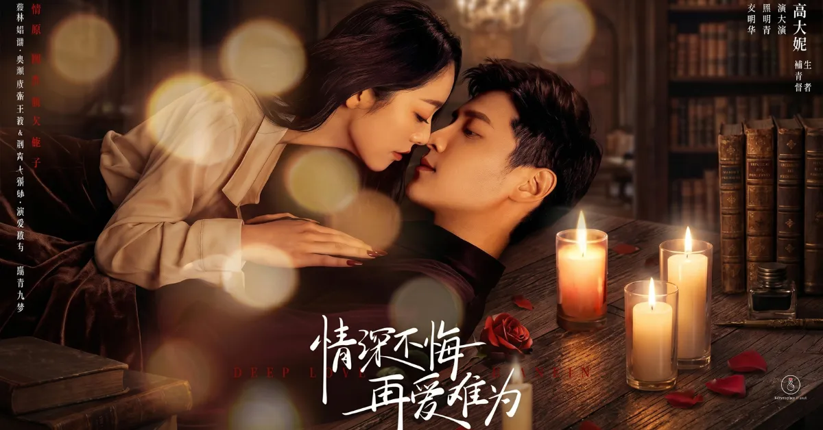 Protagonistas do dorama Deep Love Love Again em uma cena romântica de beijo apaixonado.
