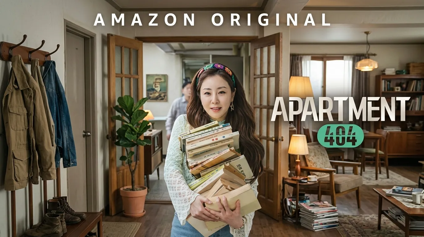 Atriz Oh Na-ra segurando uma pilha de livros antigos no cenário retrô do programa.
