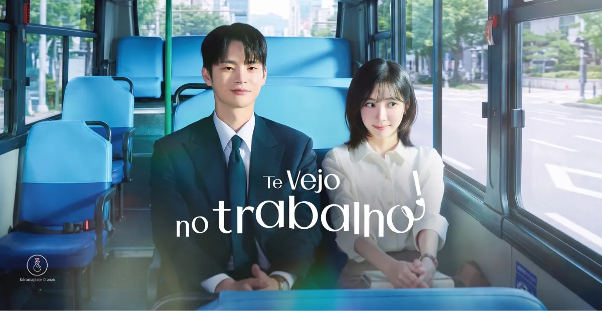 Seo In-guk e Park Ji-hyun sentados juntos dentro de um ônibus na cena do dorama Te Vejo no Trabalho